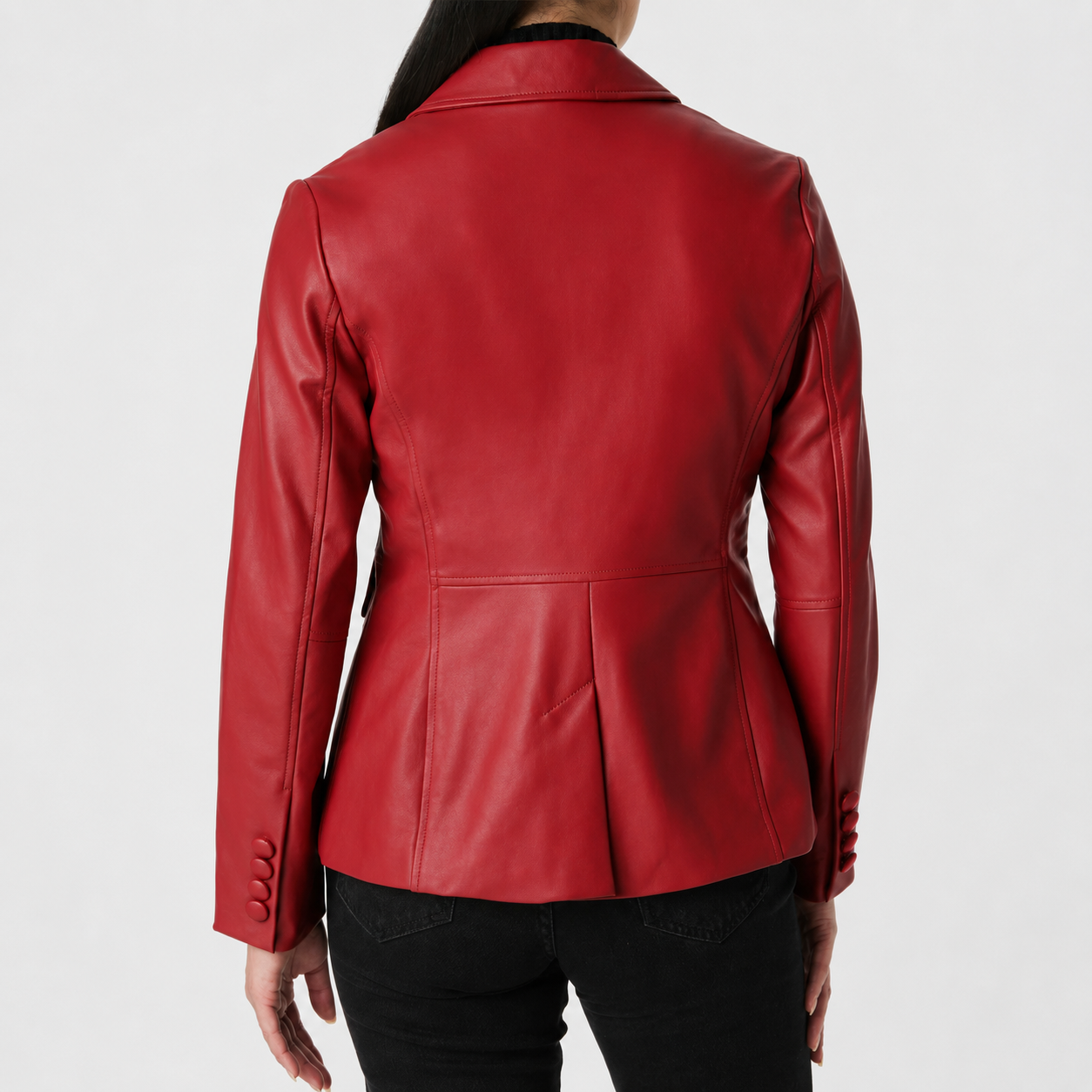 Red Leather Blazer Women