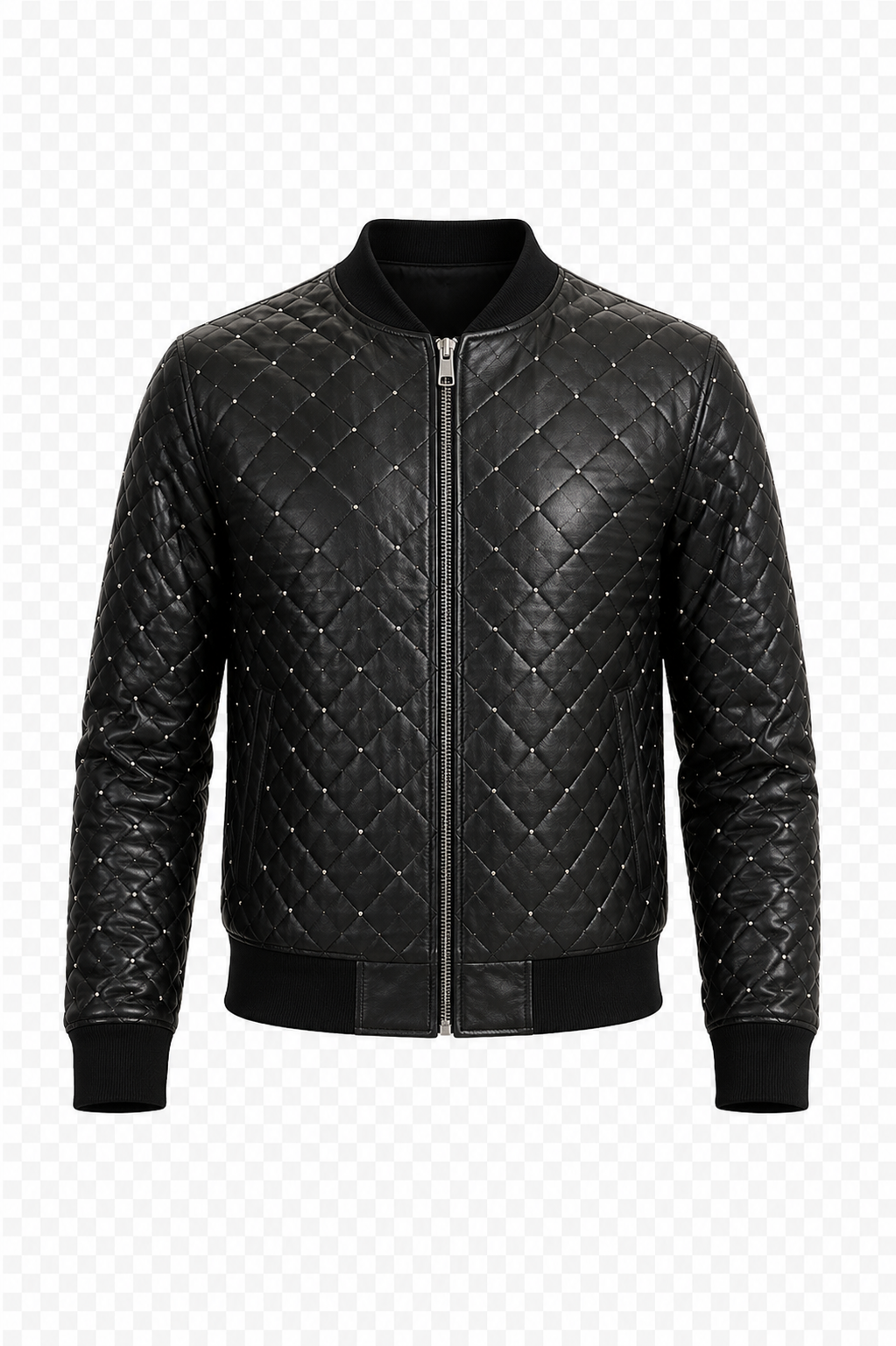 Black Quilted Leather Jacket | Calfskin Bomber