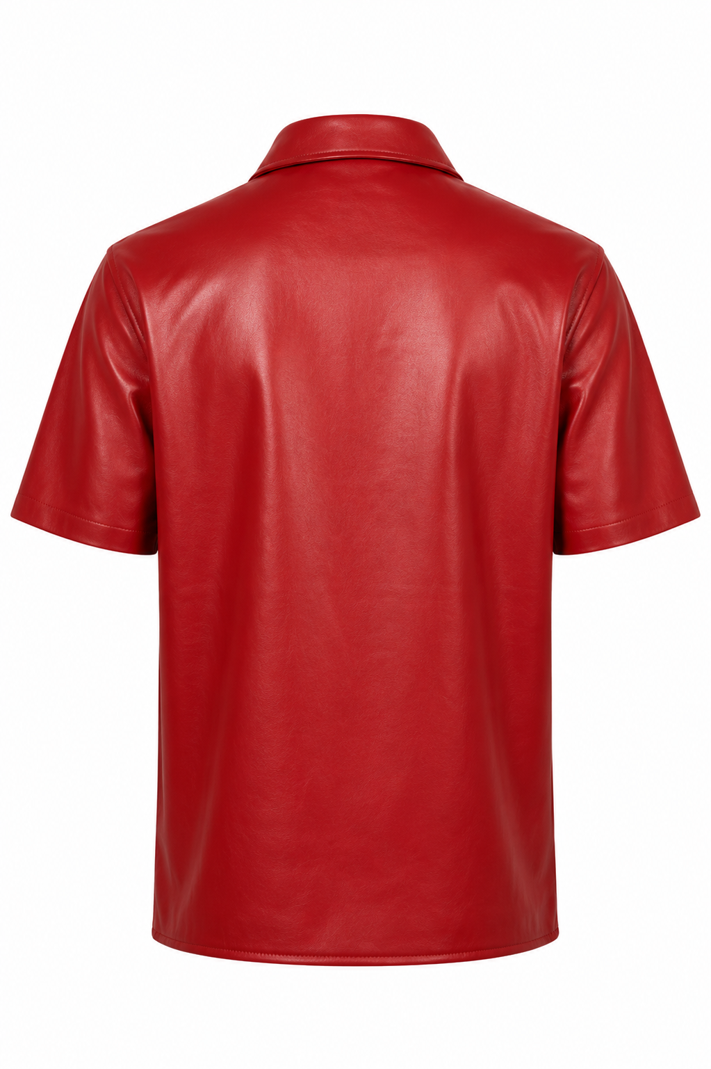 Short-Sleeve Nappa Lambskin Shirt - Red