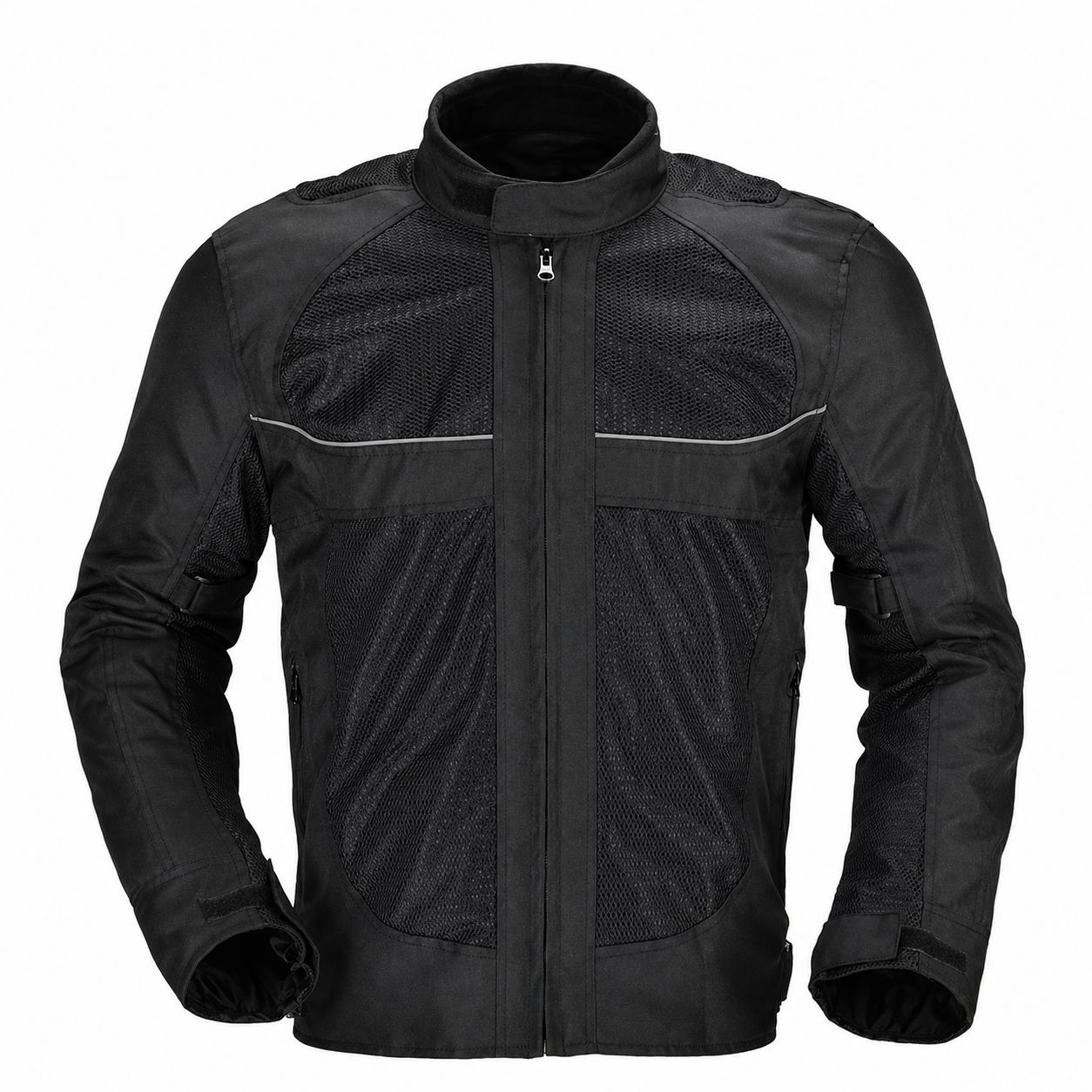 Men’s summer mesh motorcycle jacket in black breathable riding design