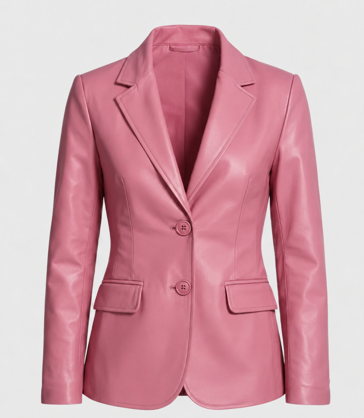 pink leather blazer women