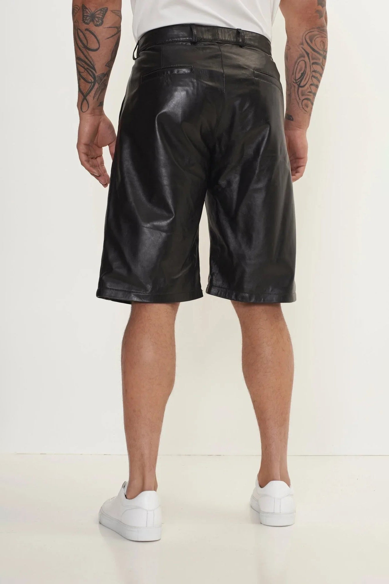 Mens Black Leather Shorts - Genuine Leather Shorts for Men