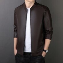 PU Leather Coat Men&