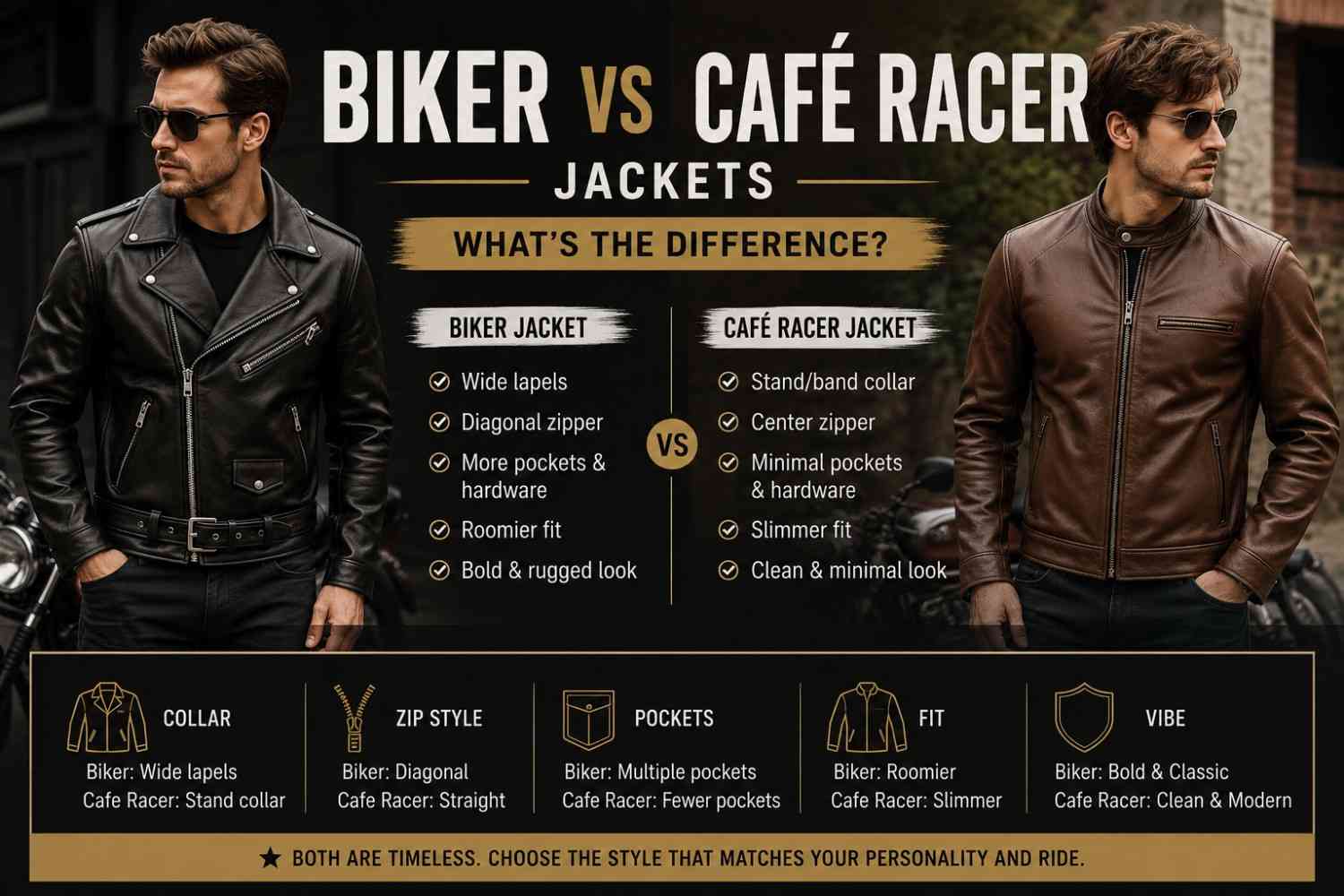 Biker vs Cafe Racer Jackets: 7 Key Differences Before You Buy