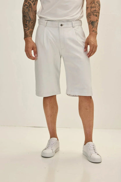 Mens White Leather Shorts | Genuine Leather Comfort &amp; Style