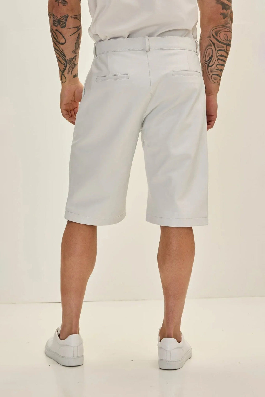 Mens White Leather Shorts | Genuine Leather Comfort &amp; Style