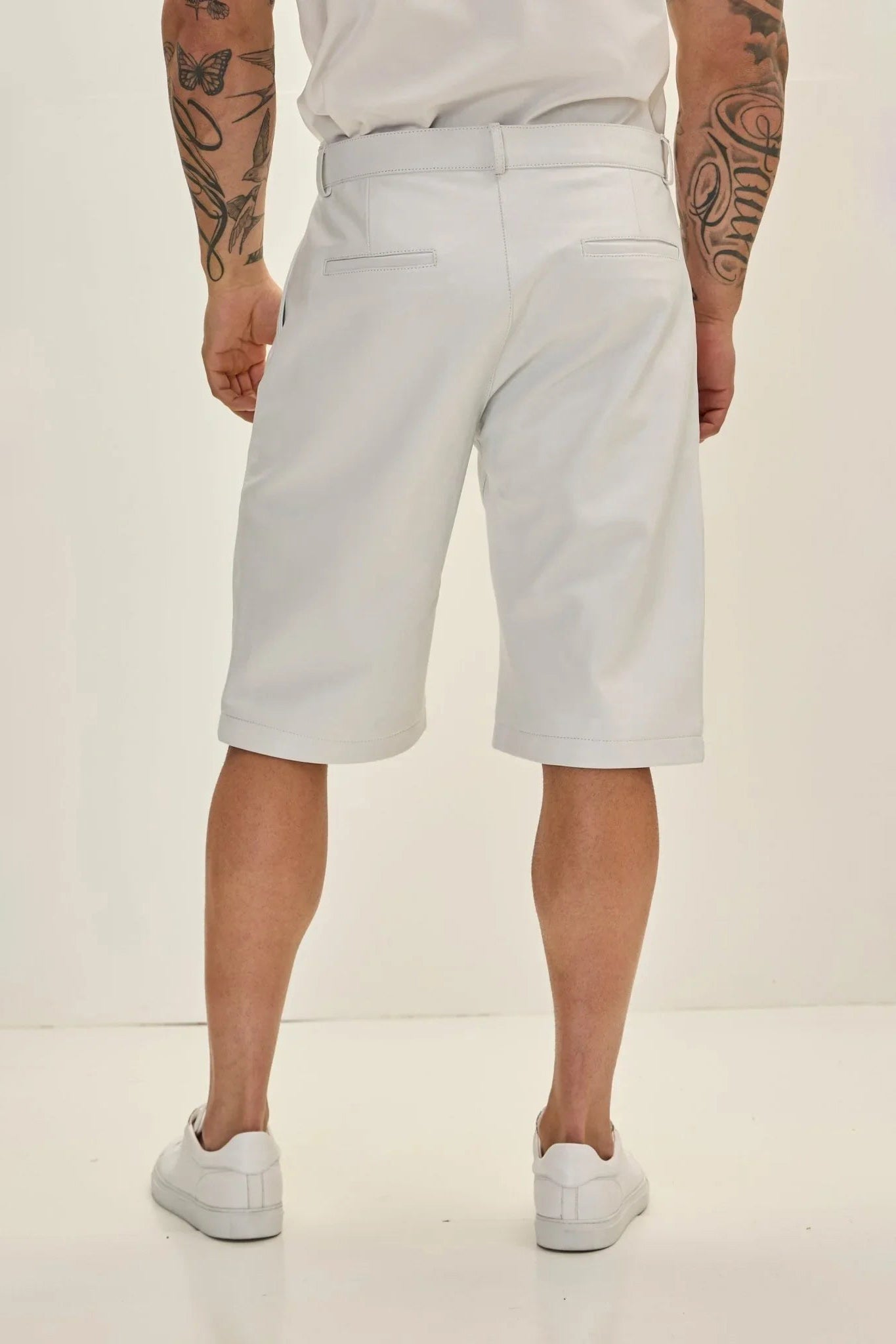 Mens White Leather Shorts | Genuine Leather Comfort &amp; Style