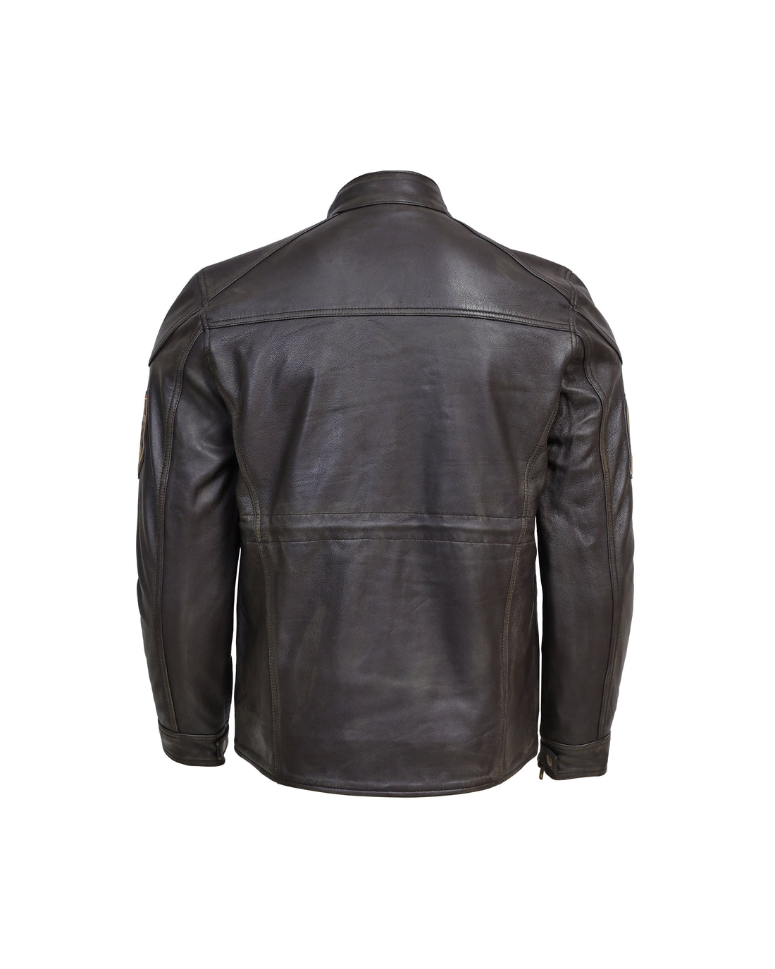 Men’s Vintage Brown Leather Motorcycle Jacket Rebel Biker Riding Jacket with Patches