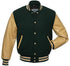 Black and beige leather varsity jacket 