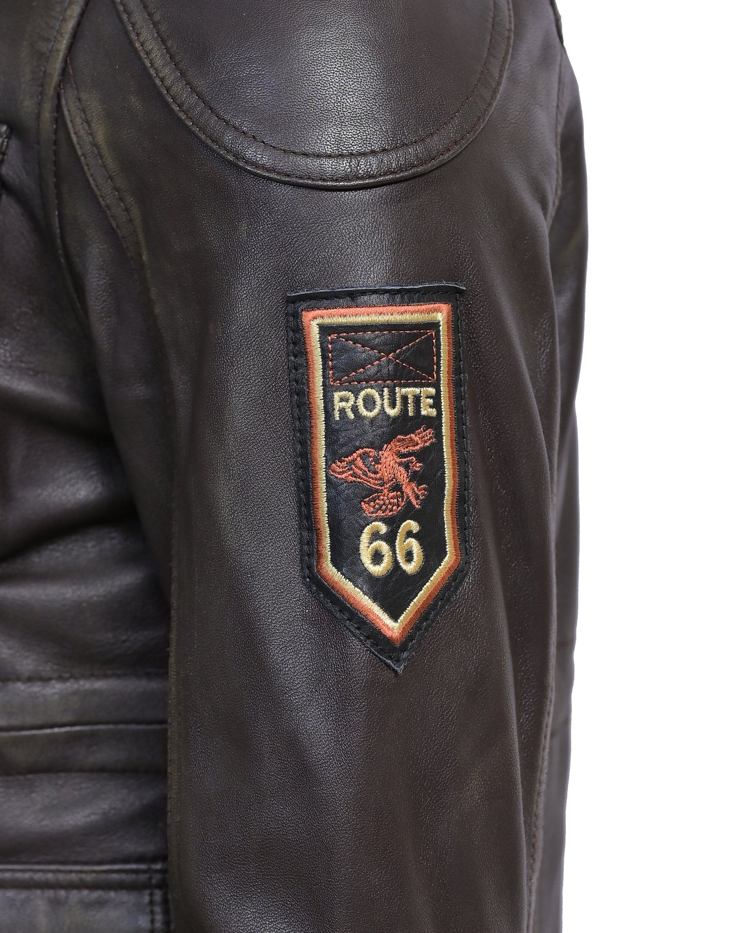 Men’s Vintage Brown Leather Motorcycle Jacket Rebel Biker Riding Jacket with Patches
