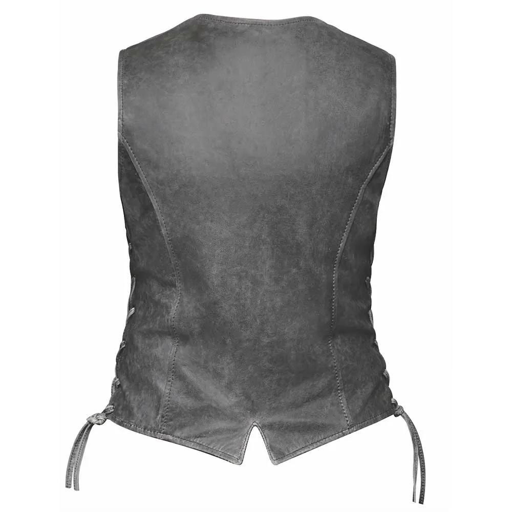 Grey Leather Vest Women