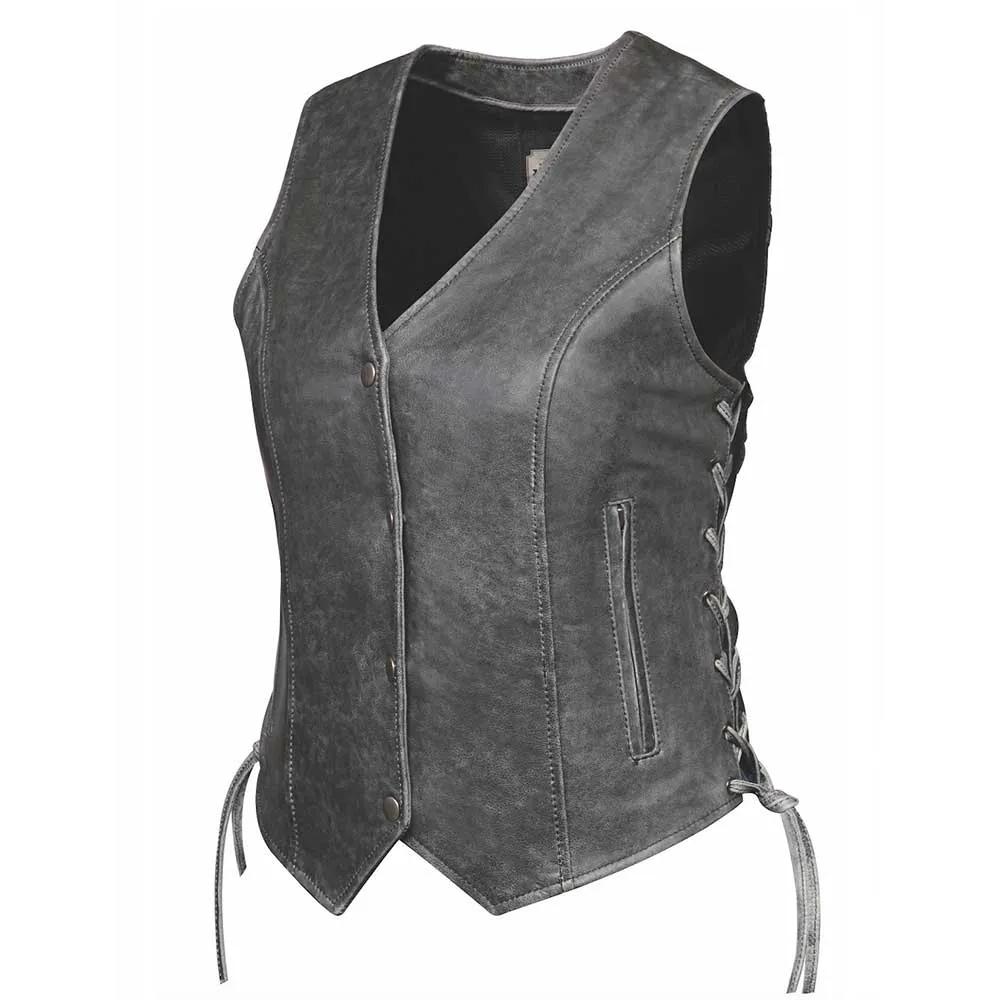 Grey Leather Vest Women