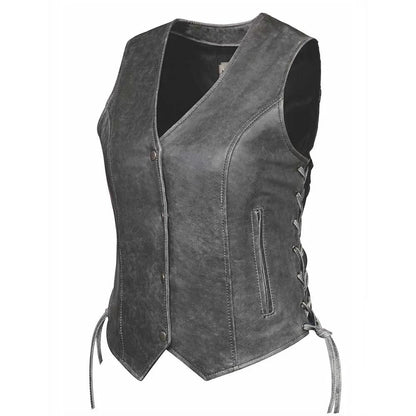 Grey Leather Vest Women
