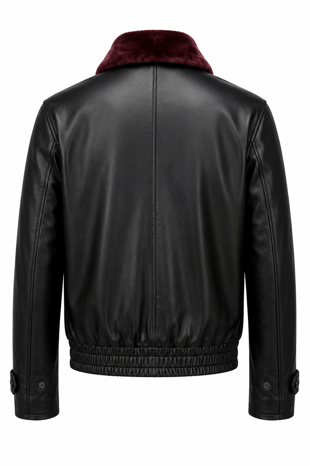 Calf Hair Leather Jacket in Burgundy &amp; Black