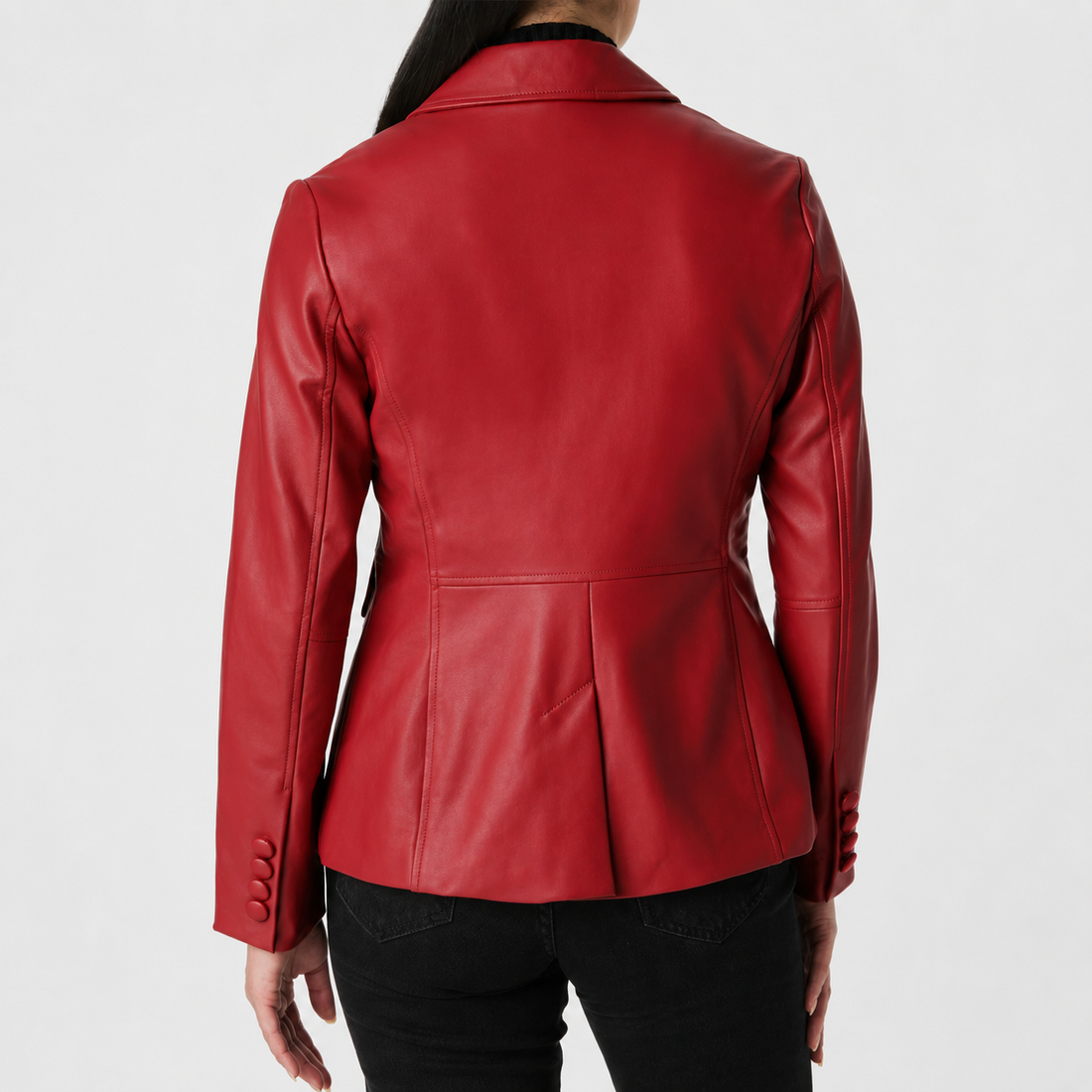 Red Leather Blazer Women