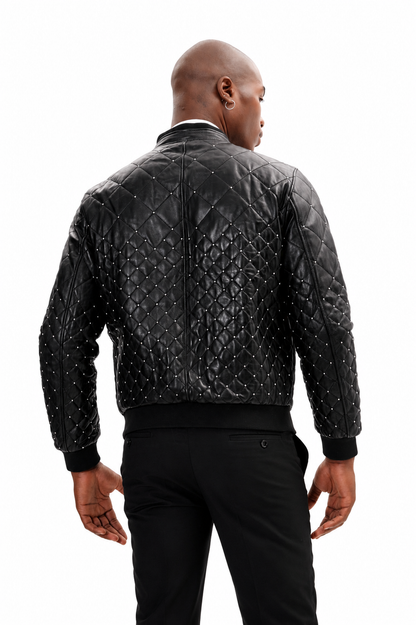 Black Quilted Leather Jacket