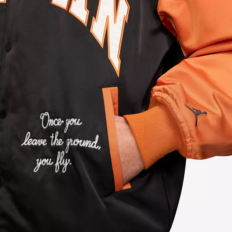 Men’s Black Orange Varsity Jacket – Leather Sleeves Streetwear Bomber Style