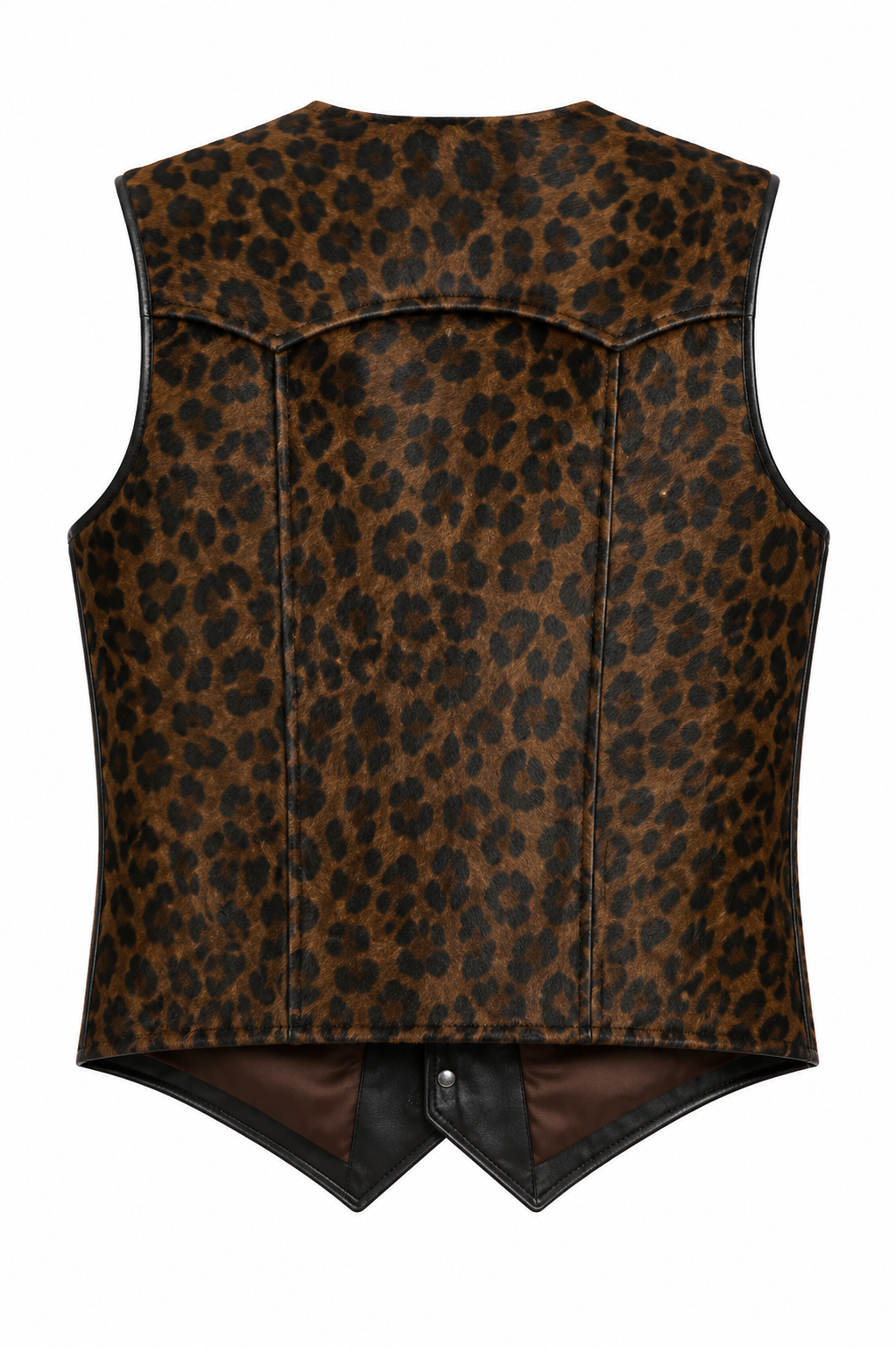Men’s Calf Hair Leather Vest - Leopard Print