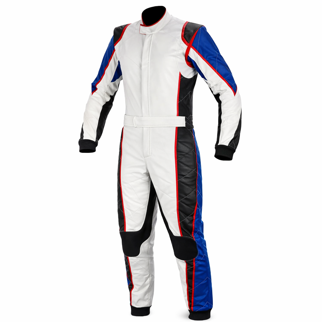 Women One Piece Cordura Motorcycle Racing Suit White Blue Red