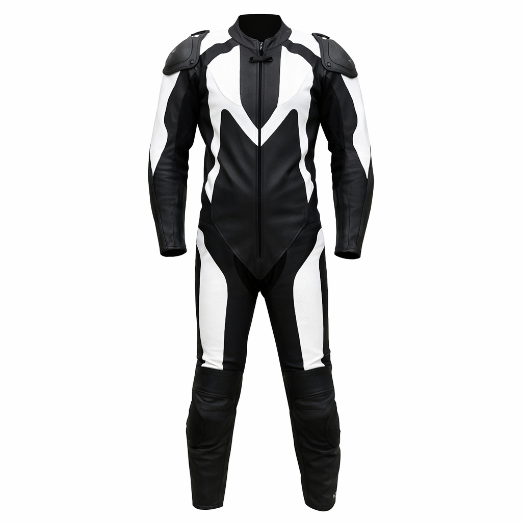 Women Motorcycle Riding Jumpsuit Cordura Protective Racing Suit Black White