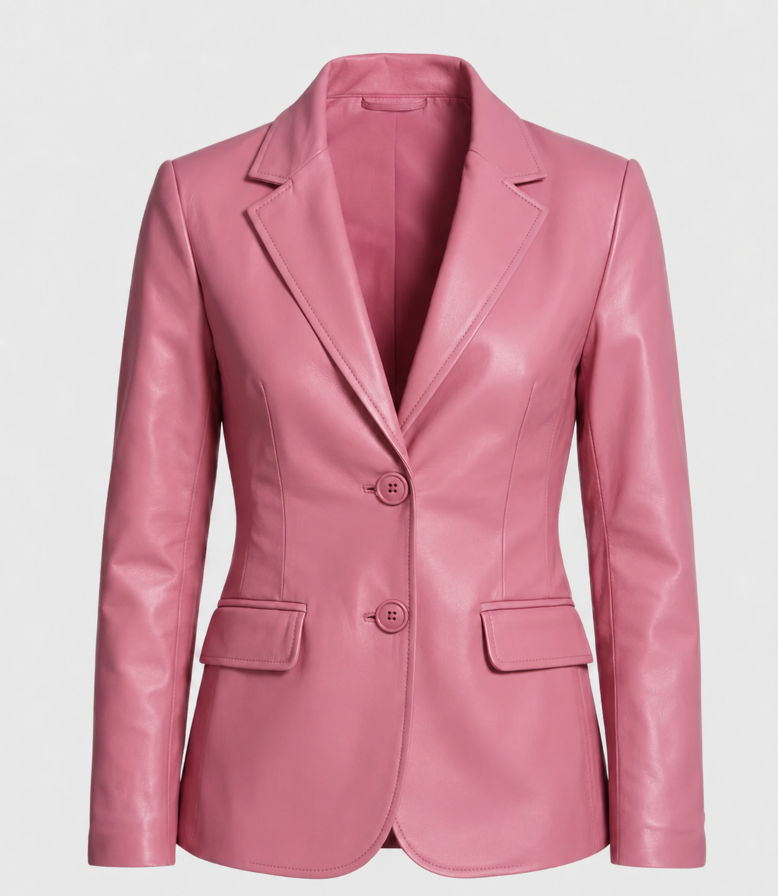 pink leather blazer women