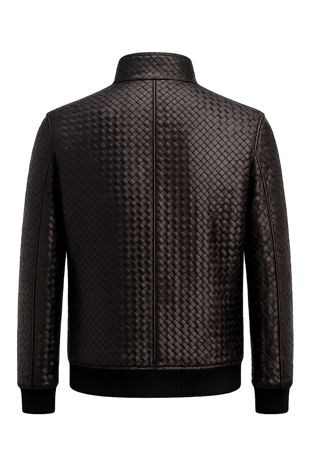 Woven Leather Bomber Jacket