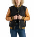 black wool gold sleeves leather varsity jacket