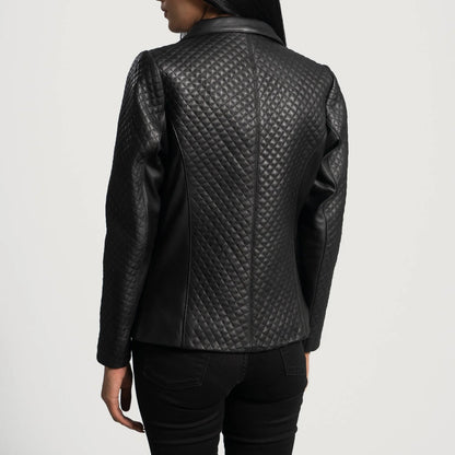 Black Leather Blazer For Women