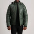 Green Leather Puffer Jacket 