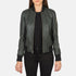 Green Leather Bomber Jacket For Women