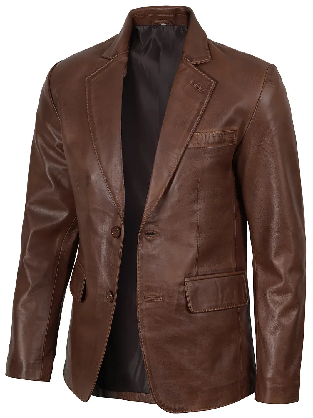 mens Cognac wax Leather blazer