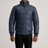 Blue Leather Puffer Bomber Jacket for Men