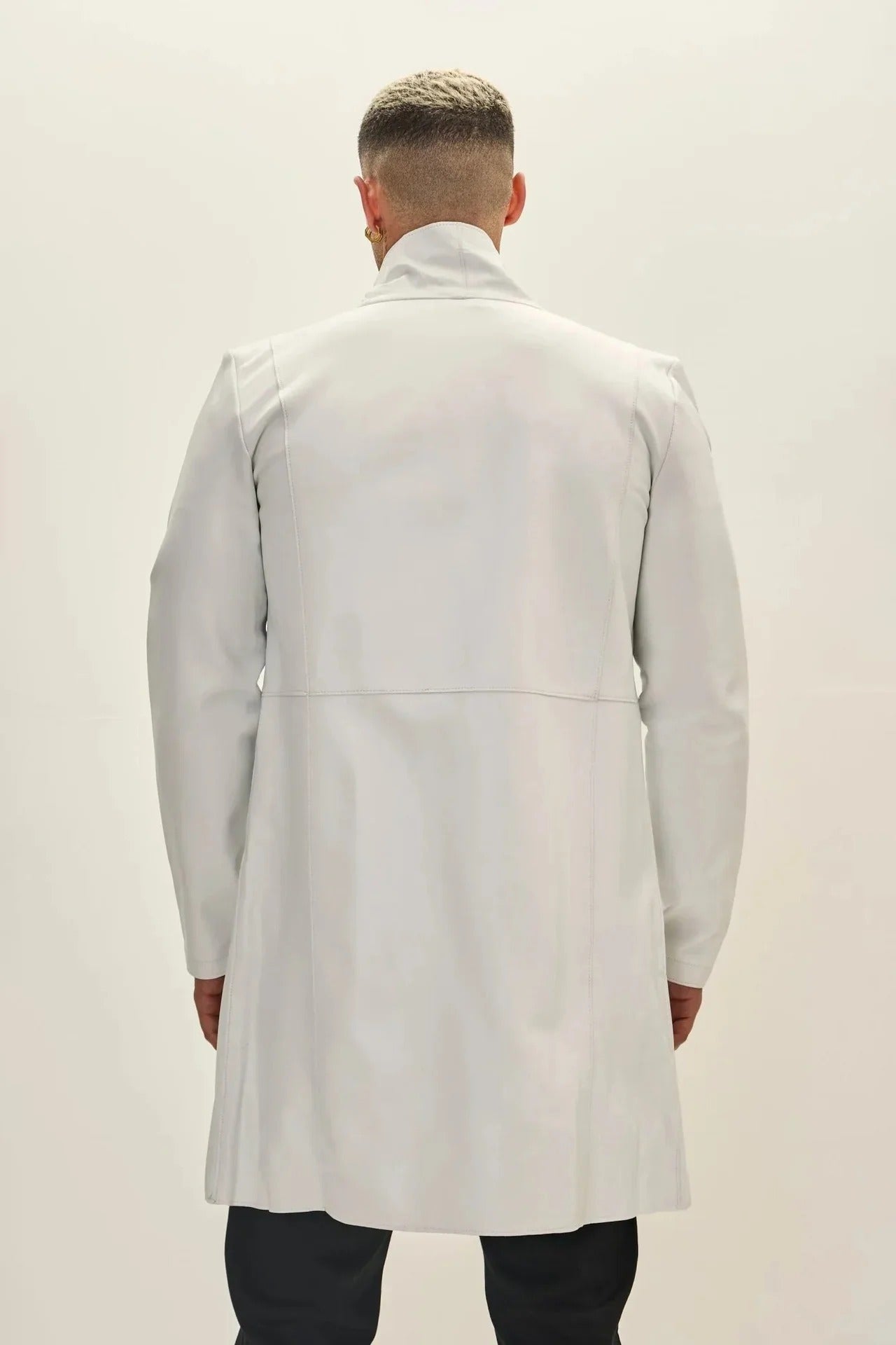 Mens White Leather Trench Coat | Genuine Leather Coat