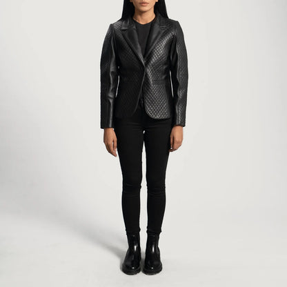 Black Leather Blazer For Women