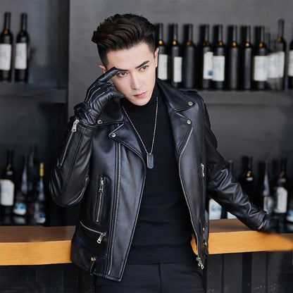 Leather Jacket Motorcycle Leather Men&