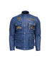Men’s Vintage Blue Leather Patrol Jacket – Multi - Pocket Biker Style - Vintmint Classic
