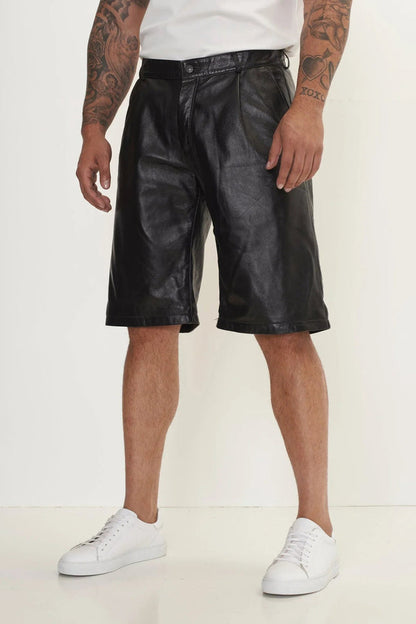 Mens Black Leather Shorts - Genuine Leather Shorts for Men