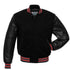 black leather varsity jacket