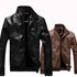 Stand - up collar leather padded leather jacket - Vintmint Classic