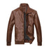 Stand - up collar leather padded leather jacket - Vintmint Classic