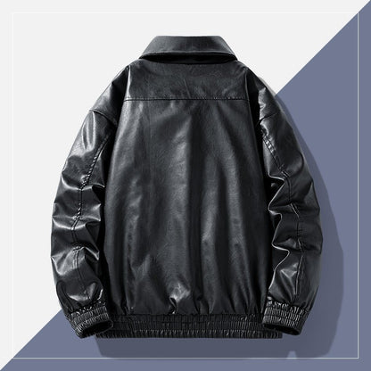 Winter Retro Minimalist Casual Lapel Fashionable Fleece - Lined Leather Jacket - Vintmint Classic