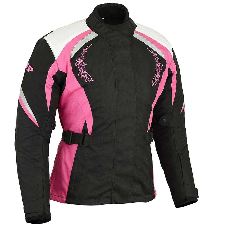 Women’s Pink Motorcycle Jacket – Stylish Cordura Biker Riding Jacket