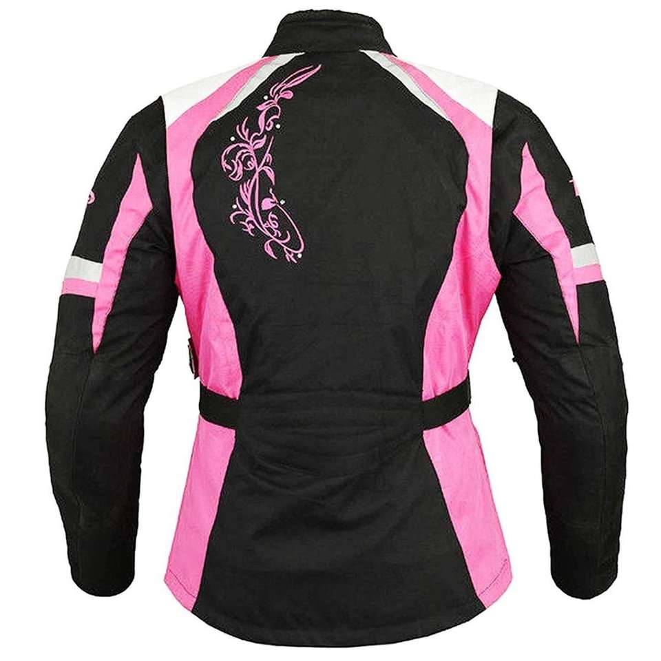 Women’s Pink Motorcycle Jacket – Stylish Cordura Biker Riding Jacket