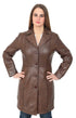 women leather long coat brown color
